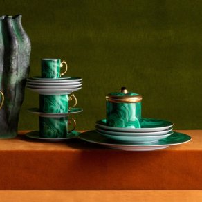 Malachite Canape Plates (Set of 4) 1