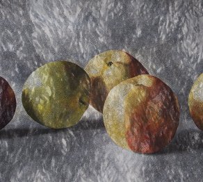 Eva Sakuma - Zátiší s jablky 100 x 220 cm