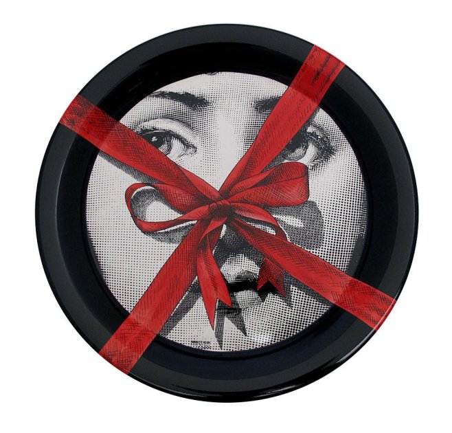 fornasetti - Tray ø40 Gift Tema e Variazioni n°171 black/white/red - tray