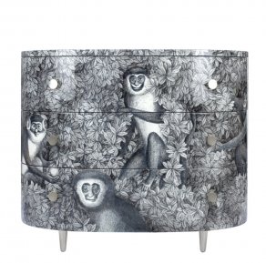 Fornasetti - Curved chest of drawers Scimmie grey shades - chromed details