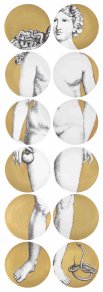 Fornasetti - Set 12 plates Eva black/white/gold