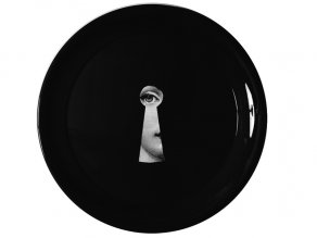 Fornasetti - Tray ø40 Serratura black/white on black