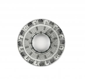 Fornasetti - Frame with convex mirror Architettura ø28 cm black:white