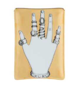 Rectangular ashtray Mano con Anelli gold black white