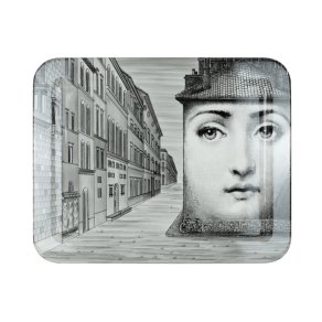 Fornasetti - Tray 48x60 Don Giovanni black:white:sponged grey