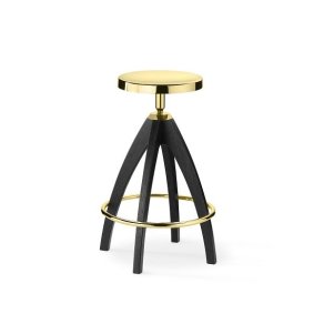 Ghidini 1961 - Leporello Senior Dark Durmast - Paolo Rizzatto - large stool - Brass polished