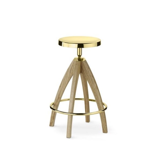 Ghidini 1961 - Leporello Senior Light Durmast - Paolo Rizzatto - large stool - Brass Polished