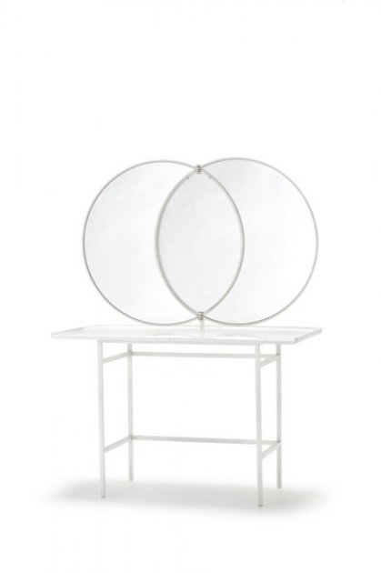 Sé - Olympia Dressing Table Glossy White + White Lacquered Iron Legs