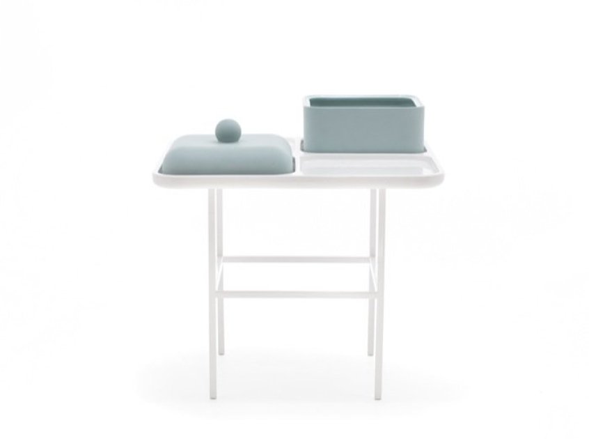 Sé - Olympia Box Table Glossy White + White Legs