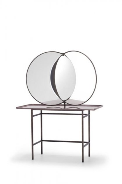 Sé - Olympia Dressing Table Glossy Chic Pink + Acid Iron Legs
